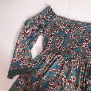 Xhilaration Floral Dress (L) Off shoulder